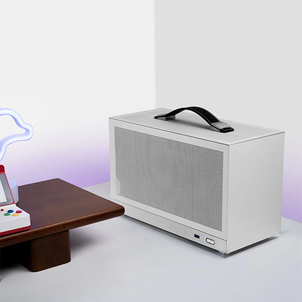 Custodia Per Computer Portatile Mini Itx Alimentatore Sfx Bianco Nero Palmare Usb3.0 Tipo C Desktop Pc Gaming Telaio In Metallo In Alluminio