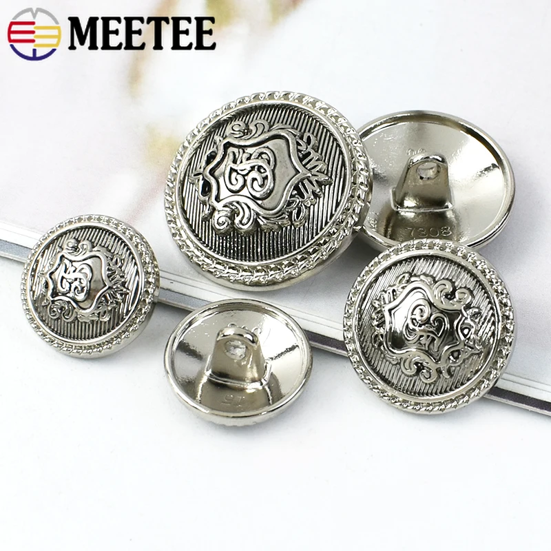 10/30Pcs Meetee 실버 레트로 라운드 금속 단추 코트 자켓 진 장식 버클 의류 가방 바느질 단추 DIY 의류 액세서리