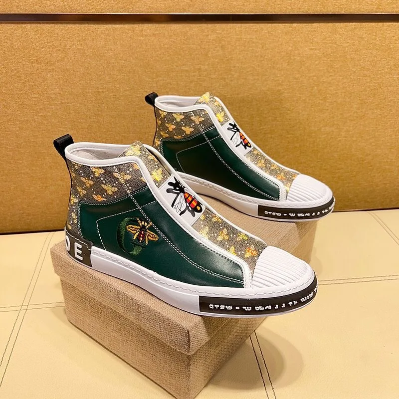 High-top Men Genuine leather Outdoor Sports shoes Luxury fashion Lace-up sneaker Classic Handmade Running shoes