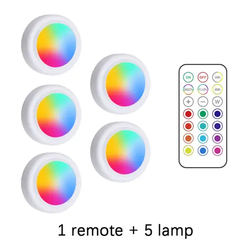 RGB LED Under Cabinet Lights with Remote Control Battery Powered Wireless Dimmable Night Lamp LED Lights for Home Wardrobe Light - Image 7
