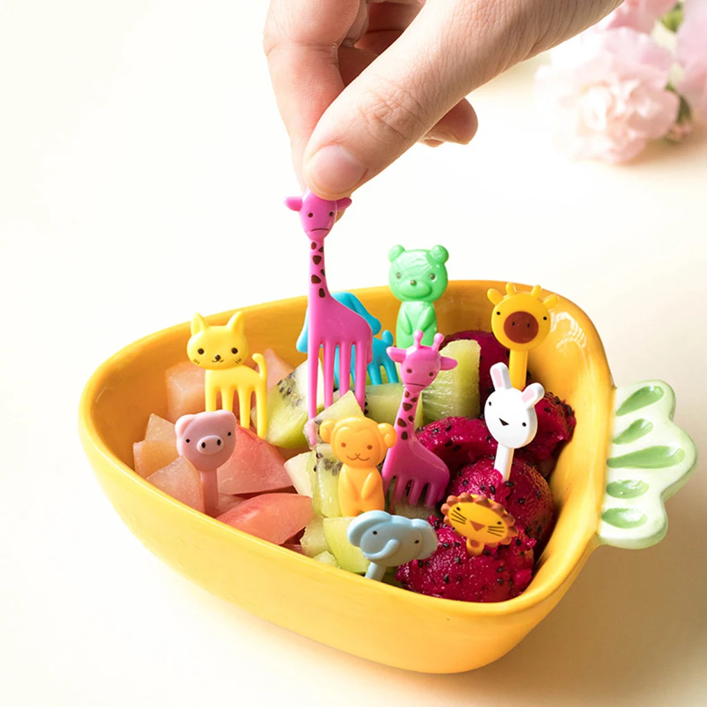 Animal Fruit Fork Food Grade Plastic Mini Cartoon Kids Cake Fruit Toothpick Bento Lunch Bento Accessories Party Decoration Gift