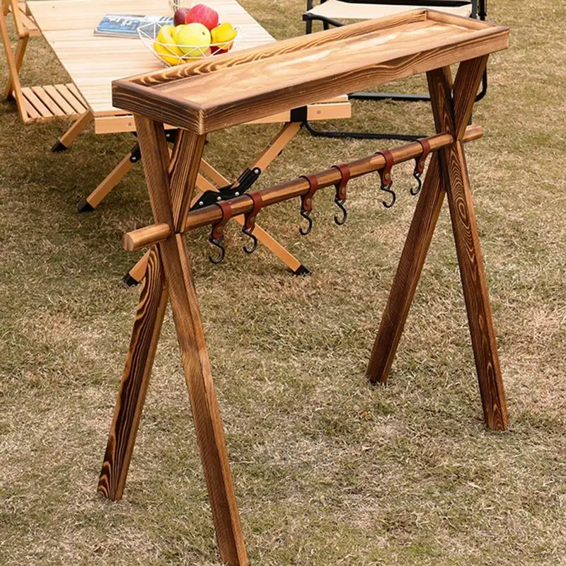 

Wooden Portable Picnic Rack Camping Rack & Holder Stable Triangular Structure Folding Camping Rack & Holder For Home Picnic