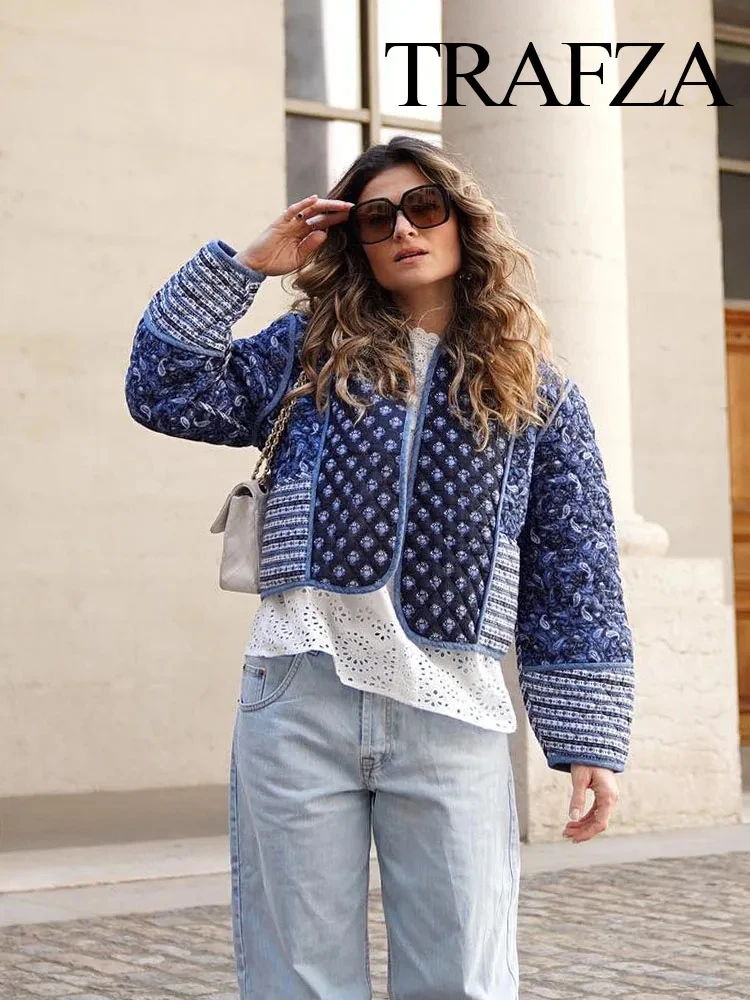 ترافزا-معطف نسائي عتيق مطبوع من القطن ، سترة مبطنة واحدة الصدر ، رقبة دائرية ، مفتوح من الأمام ، معطف خارجي عالي الشارع ، شتاء ، 2023 3 ترافزا-معطف نسائي عتيق مطبوع من القطن ، سترة مبطنة واحدة الصدر ، رقبة دائرية ، مفتوح من الأمام ، معطف خارجي عالي الشارع ، شتاء ، 2023 3