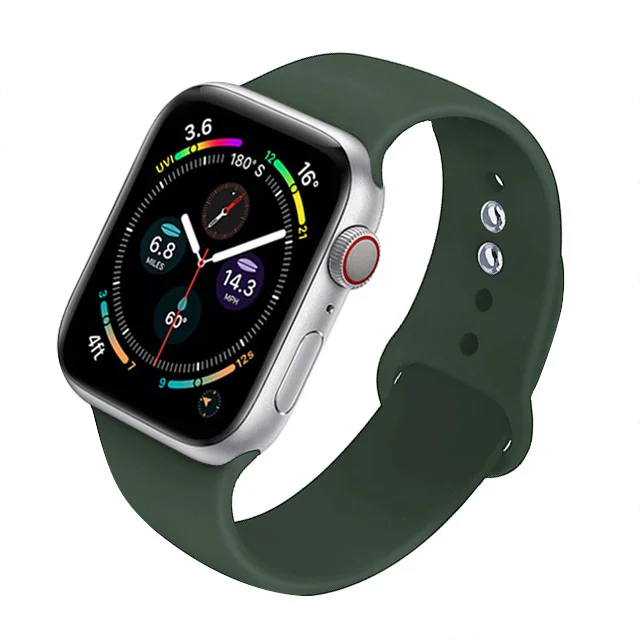 Silicone Strap For Apple Watch Band 44mm 40mm 41mm 38mm 45mm Smartwatch Rubber Sports Watchband Belt Bracelet iWatch 7 6 se 5 4 Dark-green-66