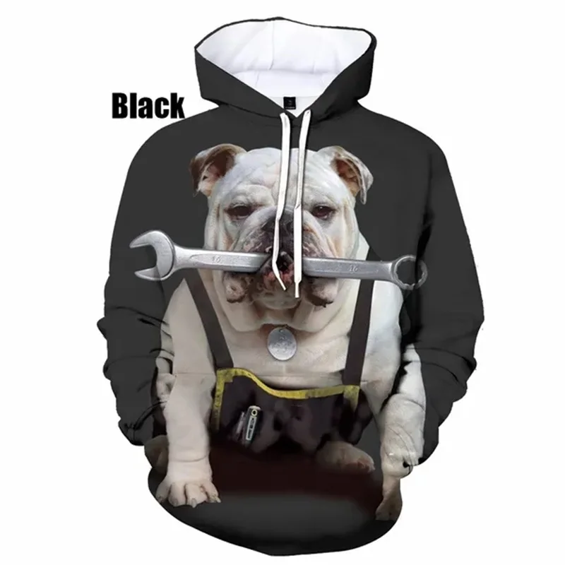 thumbnail image 1 of Sudadera con capucha informal de moda para hombre, sudadera con estampado 3D de bulldog, sudadera holgada de talla grande para primavera y otoño, 1 of 4