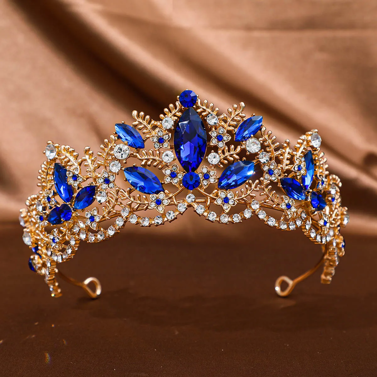 1Pc Vintage Baroque Tiara Crown Light Luxury Bridal Wedding Crystal Queen Tiara Rhinestone Crown Headband Hair Accessories For B