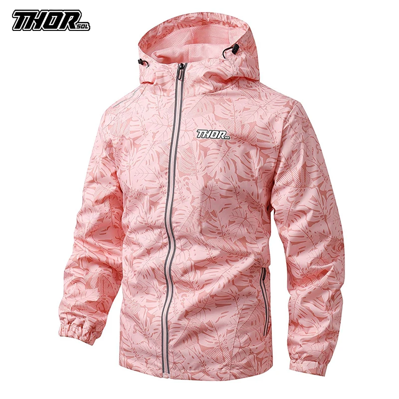 THORSOL Men's Casual Waterproof Reflection Windbreaker MTB Cycling Jacket Hooded Outdoor Bicycle Mountain bike Coat Autumn