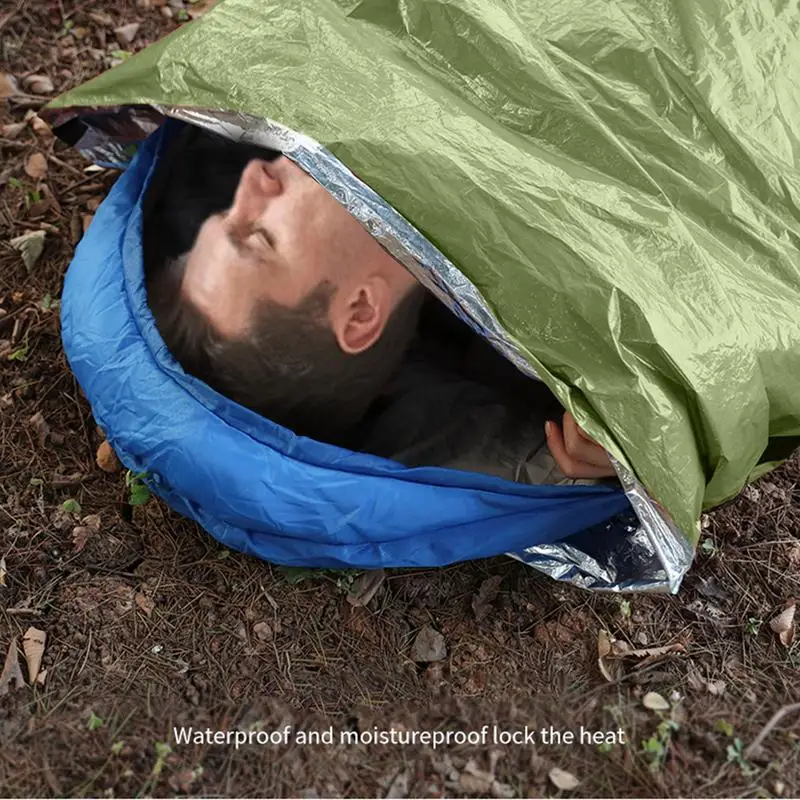 Portable Waterproof Emergency Survival Sleeping Bag Outdoor Camping Gear Thermal Sack First Aid Rescue PE aluminum film Blanket