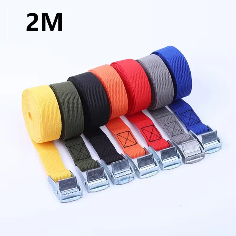 Cargo Straps 2M Zinc Alloy Pressure Buckle Pallet Cargo Straps Luggage Fixed Car Fixed Tightener Tensioner Straps
