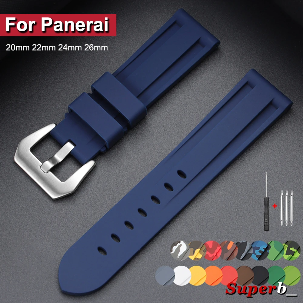Premium Stitching Sports Silicone Watch Bands - Soft, Comfortable Rubber Strap in Blue, Black, and Brown