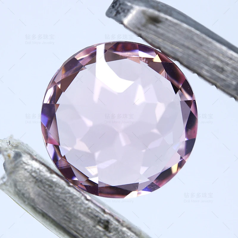 Artificially cultivated round pink sapphire synthetic pink sapphire loose stone ring necklace earrings women's jewelry custom