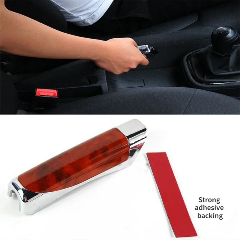 Universal Car Handbrake Protect Cover Car Styling Wood Carbon Fiber Decor handbrake sleeve ABS Smooth SUV Interior Accessory
