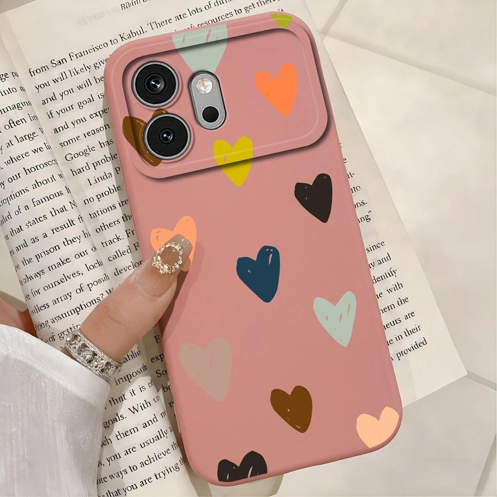 Multicolor Hearts Print Liquid Silicone Soft Shockproof Protective Phone Case