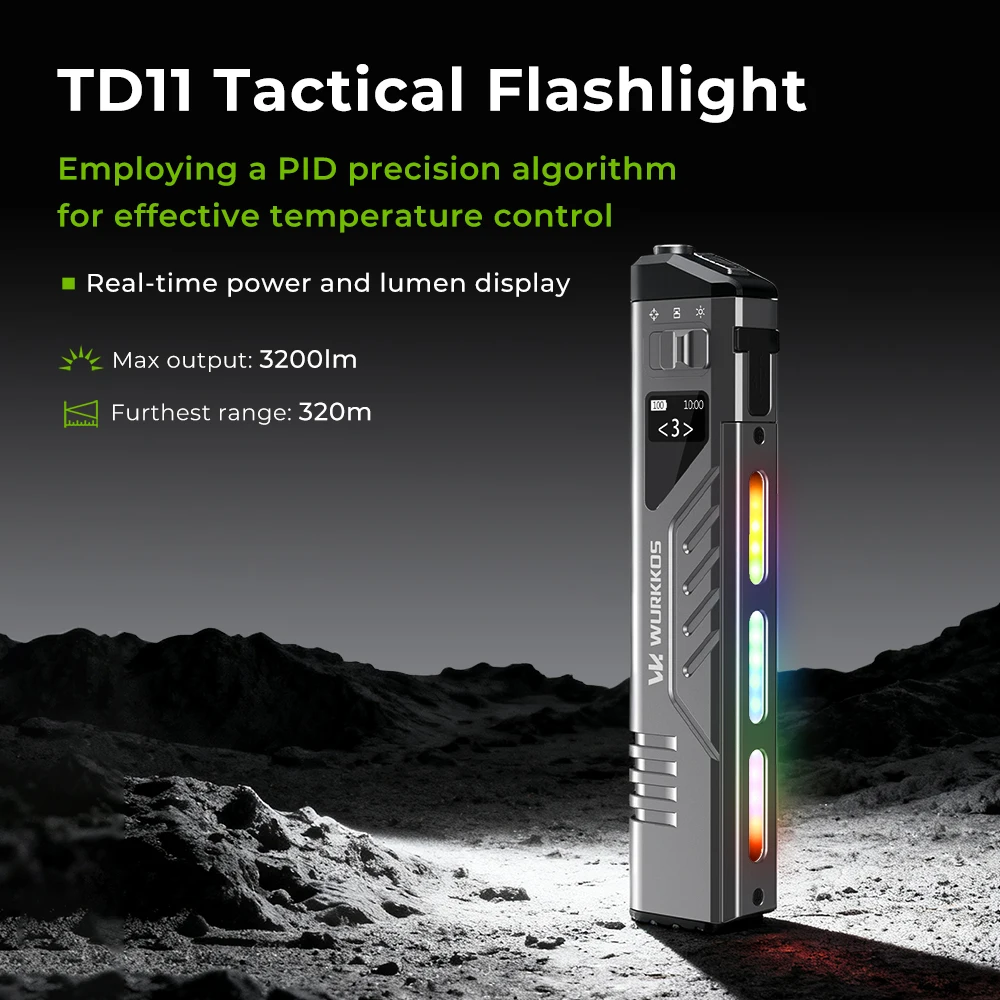 WURKKOS TD11 전술 손전등 3000LM 혁신적인 다기능 휴대용 LED ..