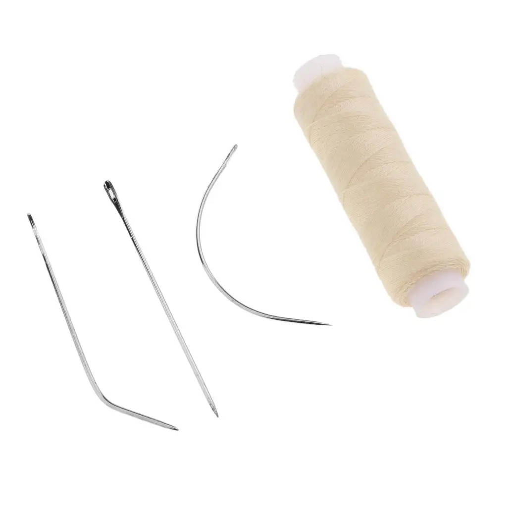 

2x 4pcs Hair Wig Weaving Tools Set Sewing Thread + 3Pcs J+C+ Wig Pins, Curved Making Wig Sewing Hair Weft Hair Weave Extensio