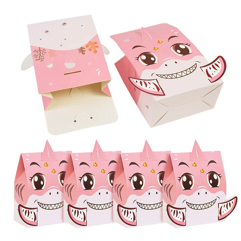 10Pcs Shark Party Candy Box Paper Gift Boxes Bag Under the Sea Shark Theme Baby Shower Favor Kids Birthday Party Decor Supplies