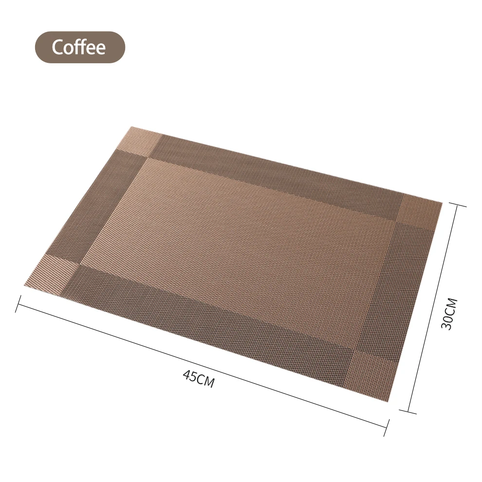 

OEM Available Best Price PVC Customized Place Mat Brown Heat Insulation Table Mat Woven Crossweave Hot Food Dining Table