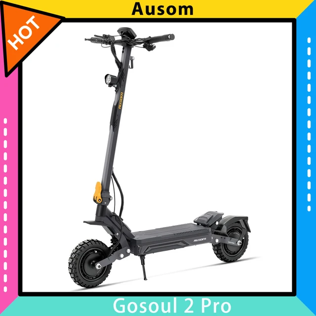 Trottinette électrique Ausom Gosoul 2 Pro à double moteur, moteur 1000W*2, batterie 48V 18Ah, pneus de 10 pouces, vitesse maximale de 60 km/h, autonomie de 90 km, frein à disque avant et arrière, double suspension avant, déverrouillage NFC 1