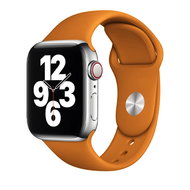 Silicone Strap For Apple Watch Band 44mm 41mm 45mm 40mm 38mm Smart Watch Sports Rubber Bracelet iWatch 6  Serie 7 SE Watchband Dark orange