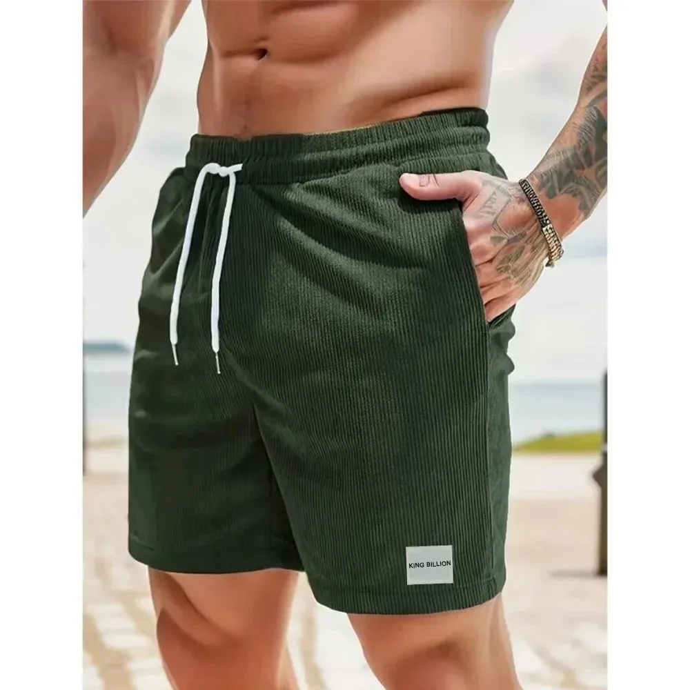 Men's Corduroy Shorts Labeled Summer Beach Short Pants Men Baggy Loose Basketball Shorts Casual Sweatpants Male 4
