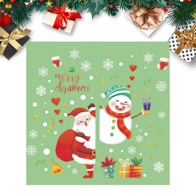 

Christmas Clings Santa Clings For Window Holiday Clings For Glass Window PVC Static Winter Decals For Christmas Home School
