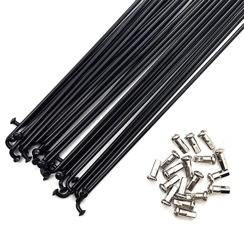 20pcs 14G Black Steel Spokes With Nipples MTB Bike Spoke Diameter 2.0mm 100-240mm J bend Cycle Spokes