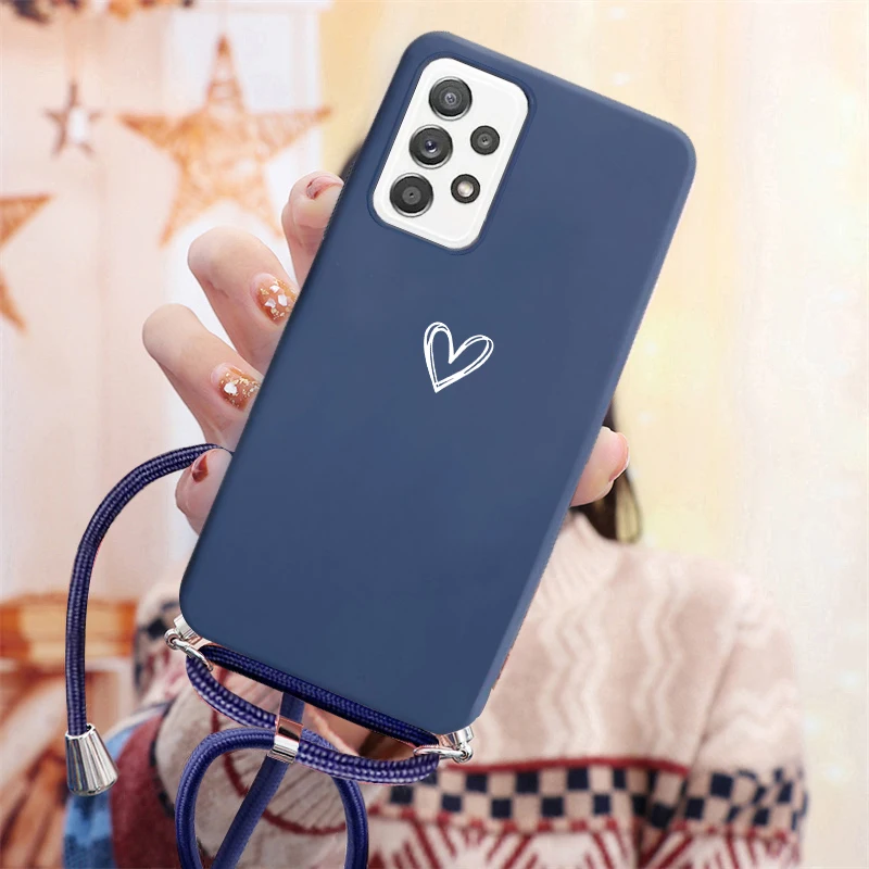 Case For Samsung galaxy A53 A52 A54 A34 A14 A33 A13 A23 A12 A52S A71 A51 A70 A50 Strap Cord Chain Necklace Butterfly Love Case 5