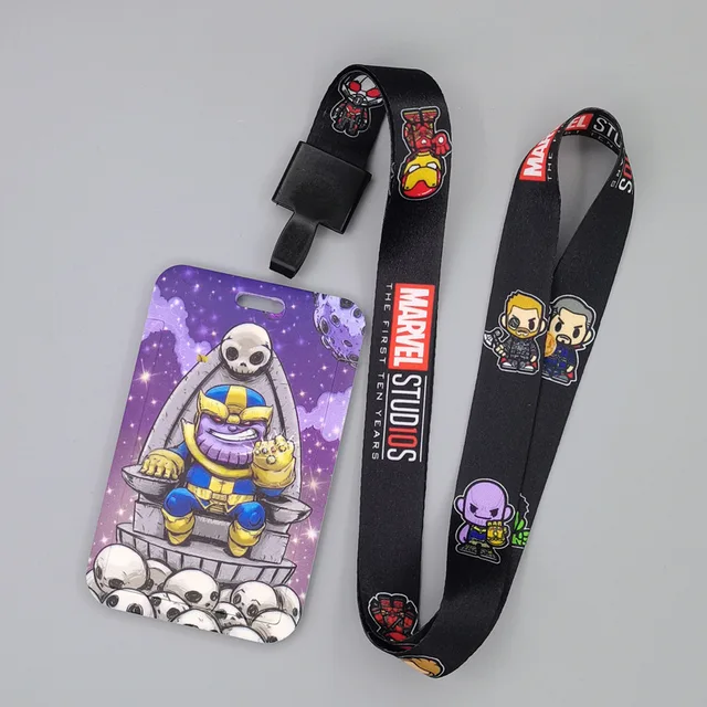 Marvel Movie Characters Card Cover Captain America Spiderman Super Heroes ABS Card Holder Student Campus Card Hanging Lanyard ID Xhmw28
