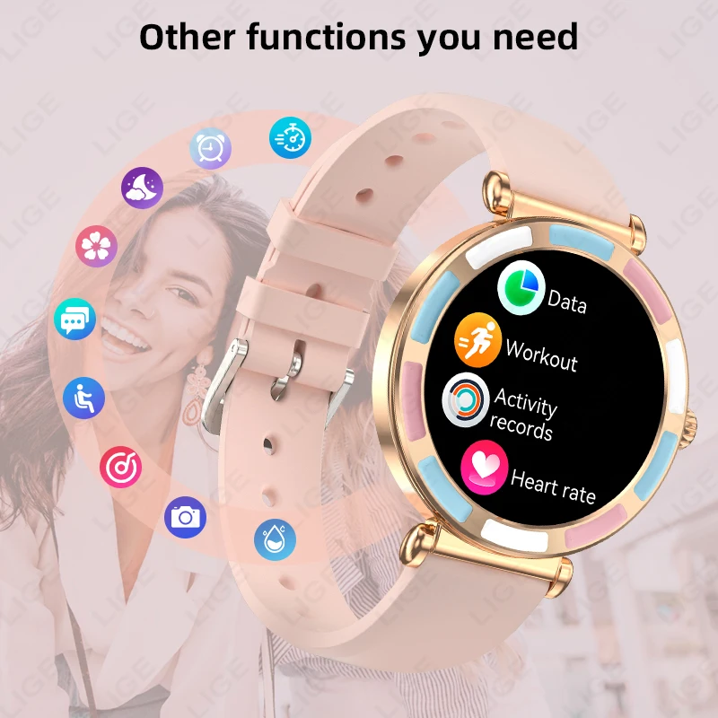 LIGE 2025 New Women Smartwatch Bluetooth Call Lady Watches Sport Waterproof Heart Rate Sleep Smart Watch For Women Present Gift