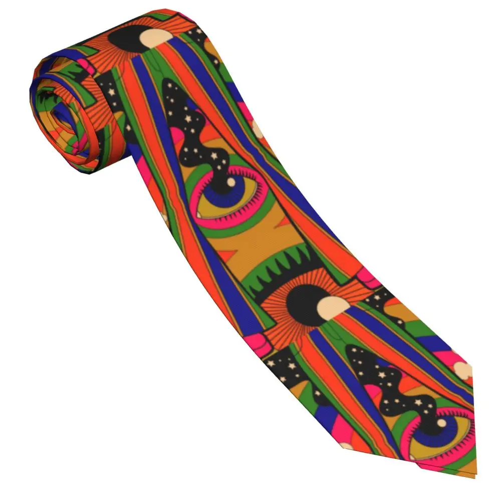 Disco Pants Psychedelic Men Necktie Slim Polyester 8 cm Classic 80s Aesthetic Neck Ties for Men Daily Wear Wedding woven necktie