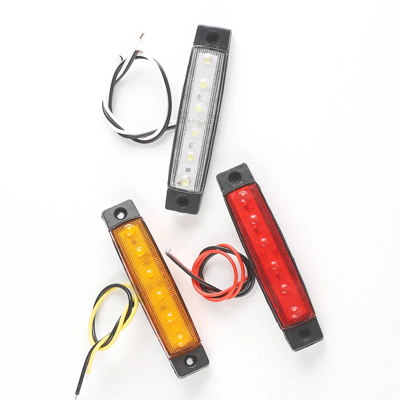 1PC 12V-24V 6Led Side Marker Indicator Car Lights Front Rear for Trucks Cab RV Trailer Amber Red White Blue Green
