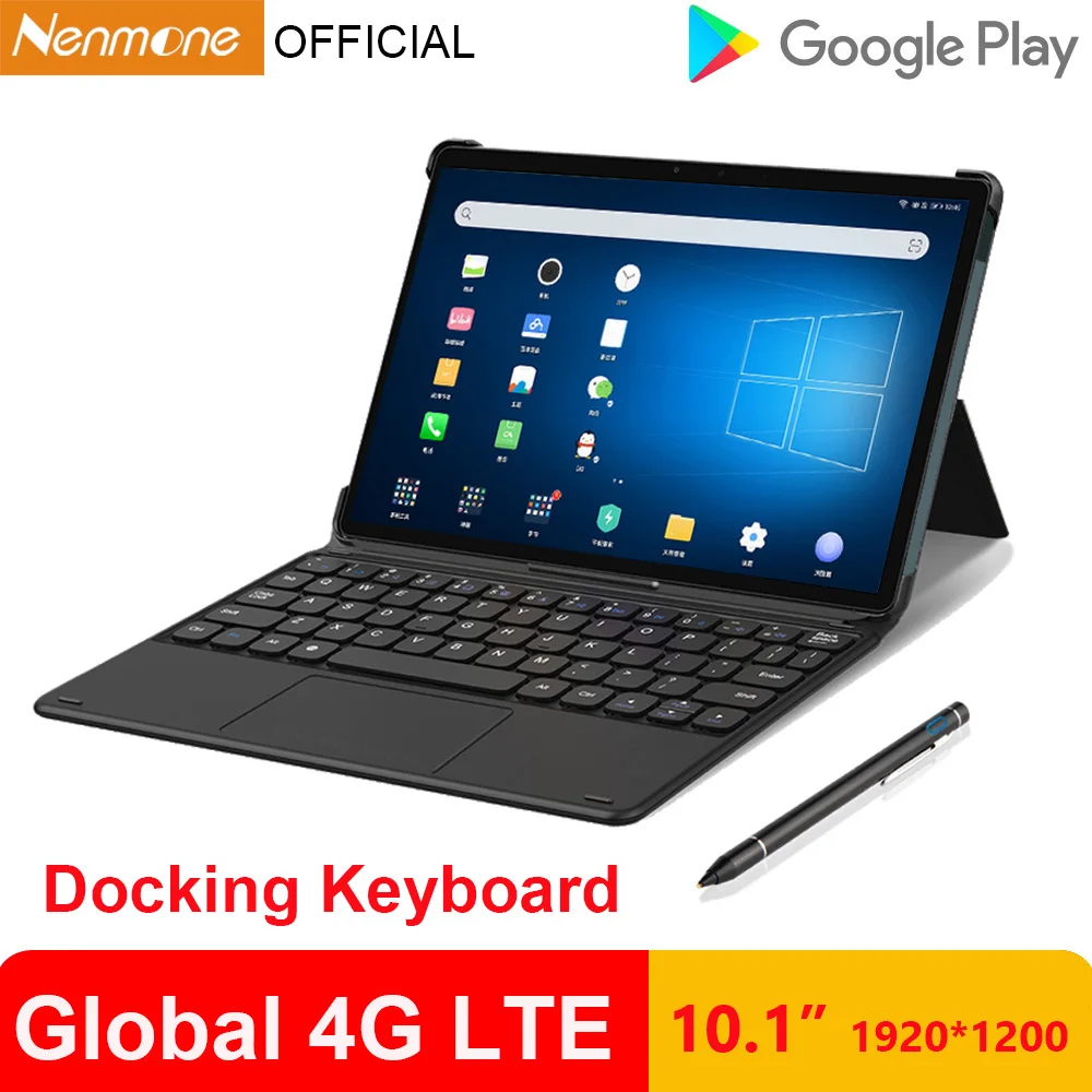 글로벌 버전 2 in 1 태블릿, 도킹 키보드 포함, 10.1 인치 저렴한 안드로이드 4G 태블릿, 8GB RAM, 256GB ROM, 1920*1200 MT6771 와이파이