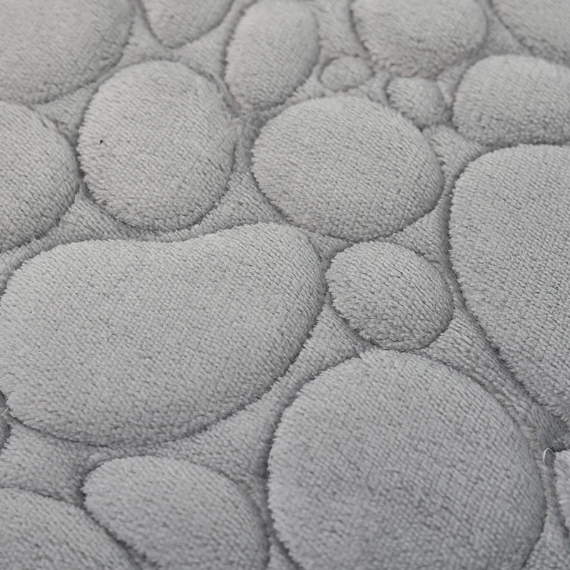 Embroidered Pebble Coral Velvet Floor Mat 5