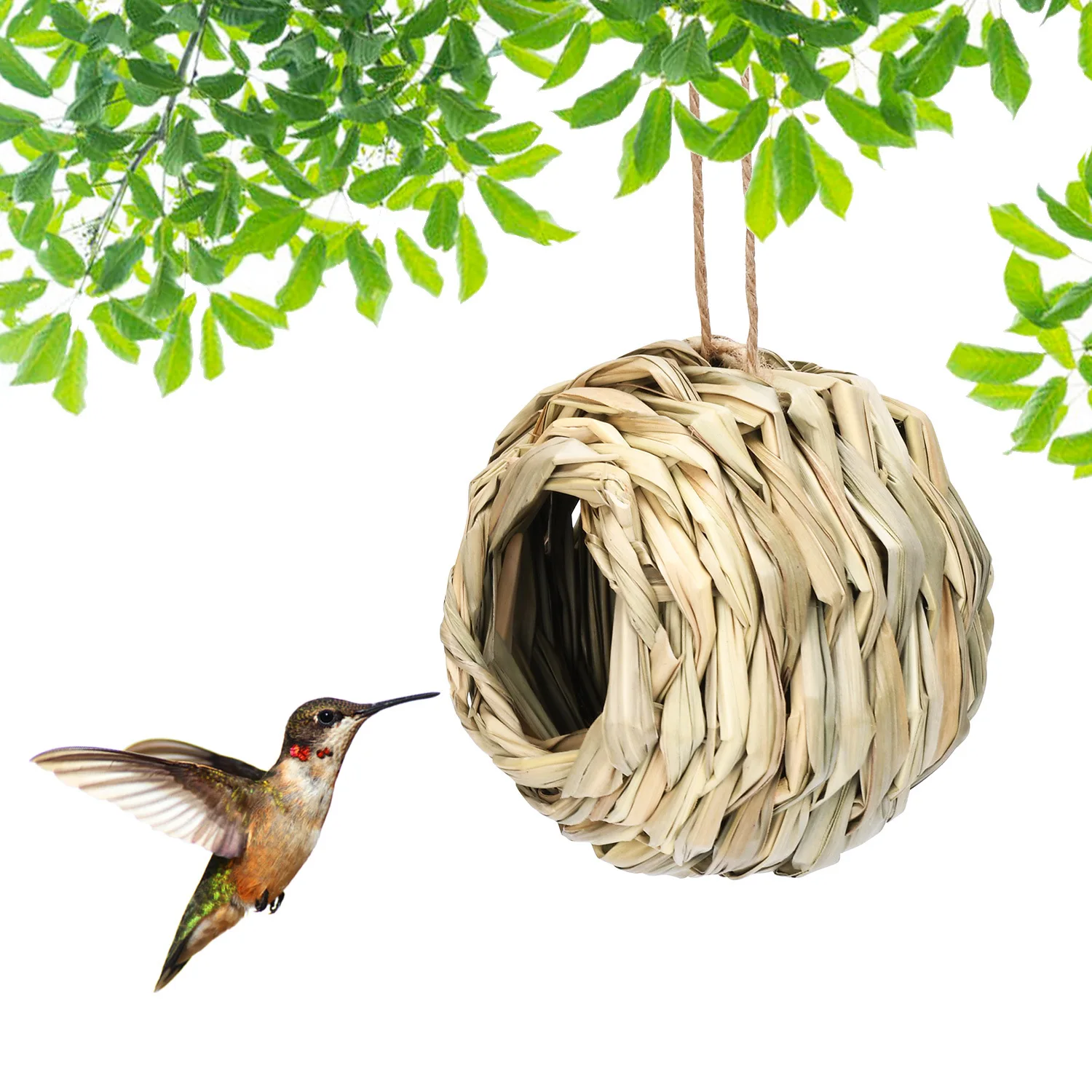 Hand Woven Hummingbird Nest House Perfect For Outdoor Garden And Yard Ball Shape Design For Comfortable Nesting 1PCS bird house bird nest