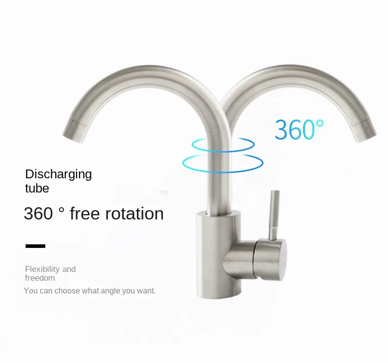 

1PC Hot Cold Water Faucet Bathroom Kitchen Basin Single Handle 304 Stainless Steel Sink Faucets 2 Holes