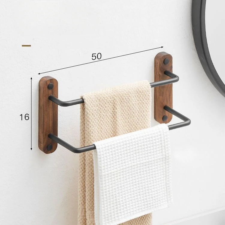 Bathroom Wood Aluminum Towel Hanger Wall Mounted Towel Rack Wood Bar Rail for Bedroom Corner Brass Hanging Rod