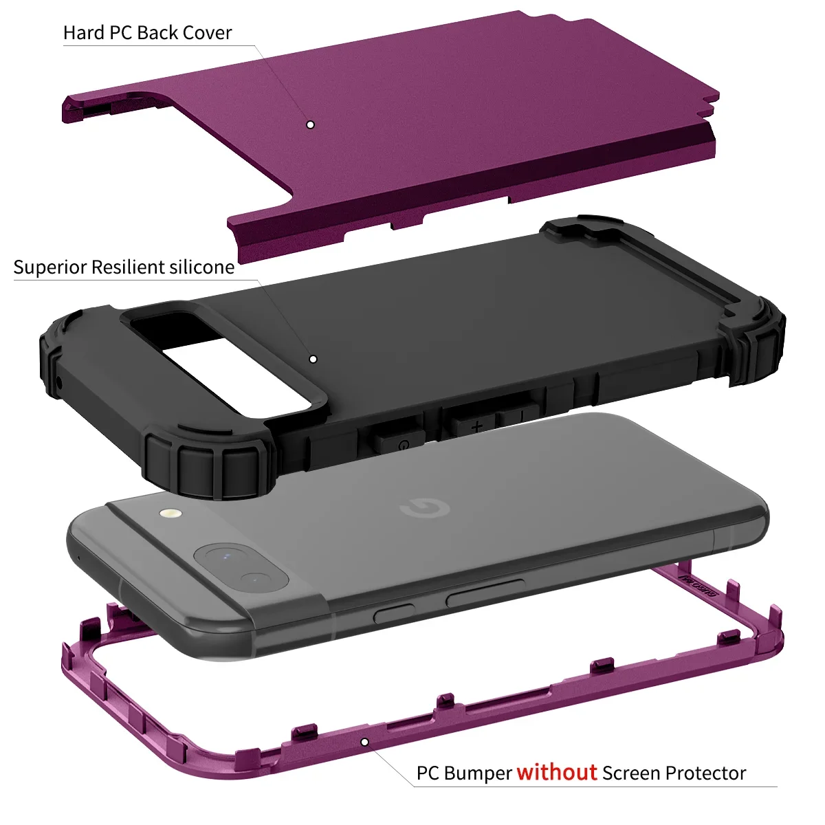 3-in-1 Heavy Armor Shockproof Silicone & Hard Plastic Protective Case
