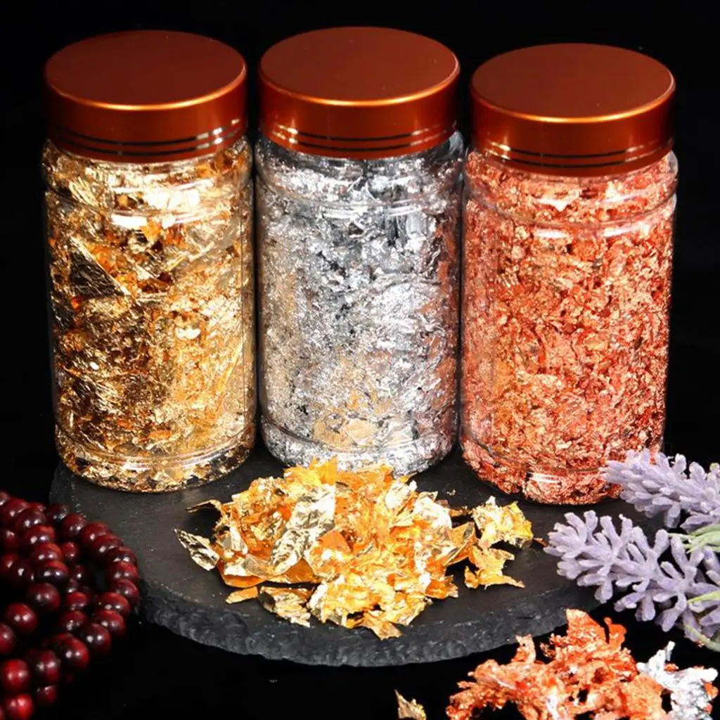 Gold Leaf Flakes for Crafting and Nail Art - Large, Stunning Flakes