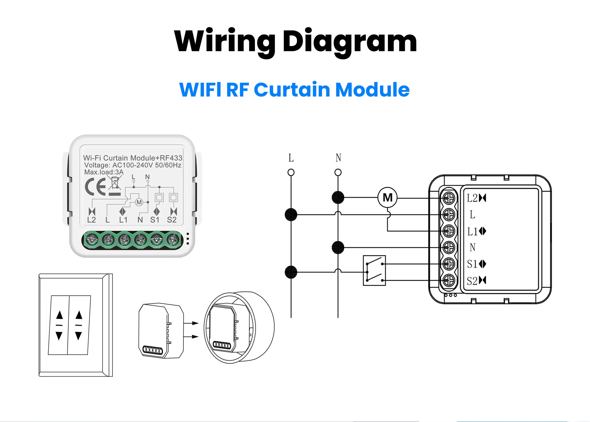 Smart curtain module rear wiring view