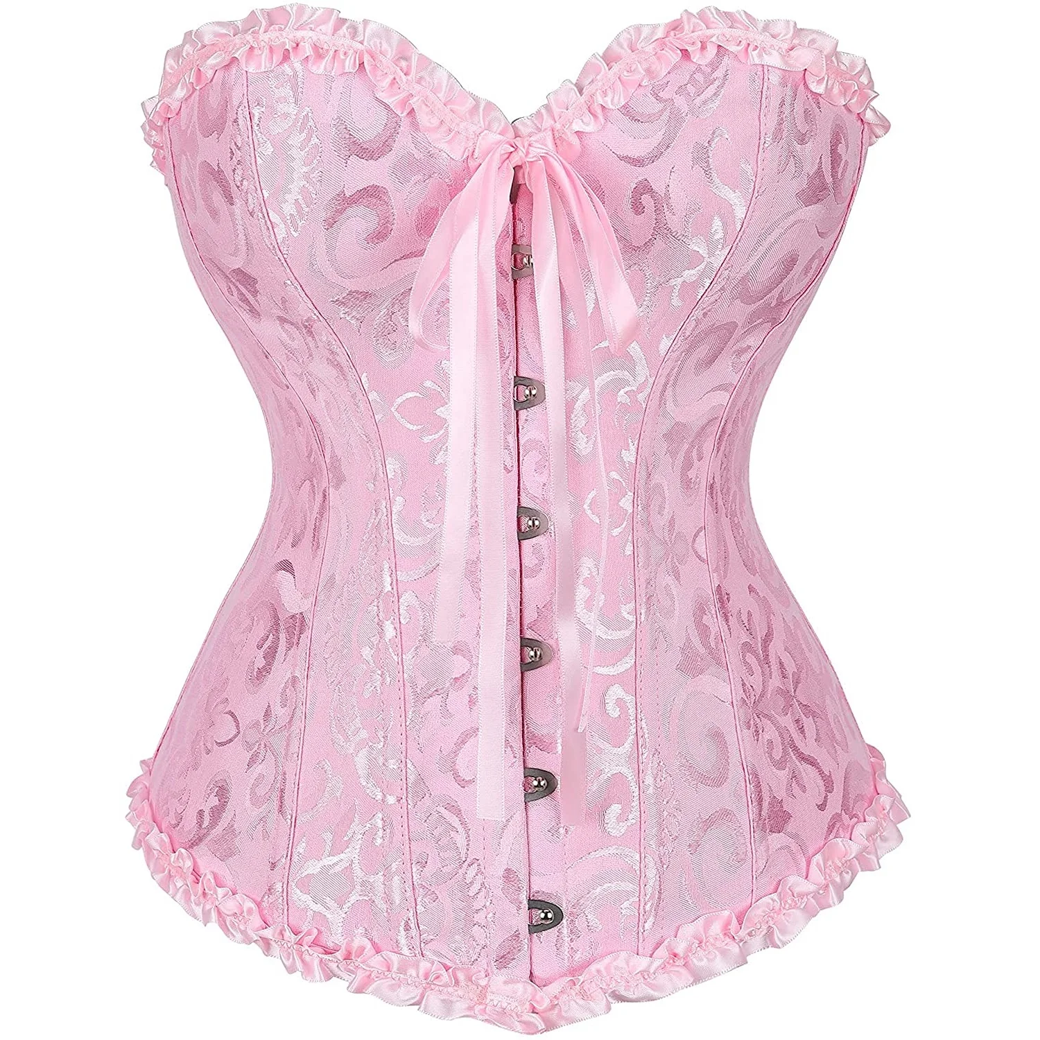 Sexy Corsets Bustiers Floral Lace Tops For Women Flower Print Vintage Corset Gothic Satin Lingerie Corselet Overbust Plus Size