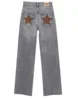 American Jeans Y2K Womens Harajuku Leopard Print Five Pointed Star Graphic Retro Blue Baggy Jeans Pants High Waist Slim Trousers 1