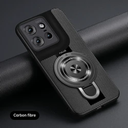 Cover posteriore in pelle di lusso con anello magnetico e bumper in silicone antiurto per Motorola Edge 70