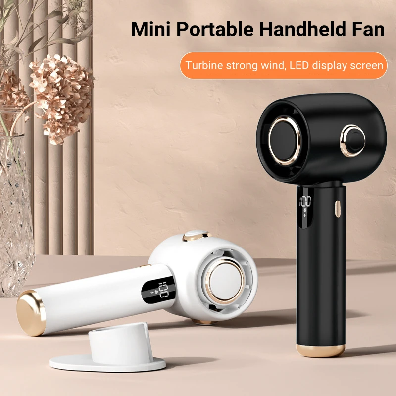 

USB Mini Hand Fan Silent Turbo Small Electric Fan Rechargeable 1200mAh Battery Operated Wireless Portable Air Cooling Ventilator