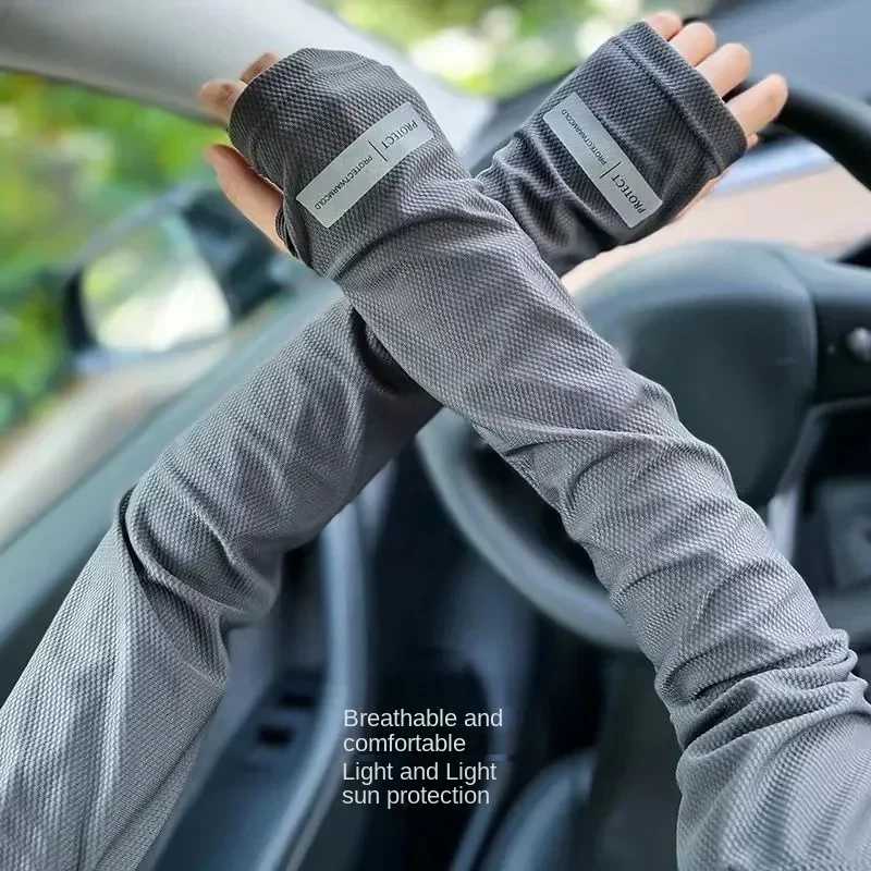 Women Men Sun Protection Ice Sleeves Summer Travel Outdoor Cycling Beach Gloves Arm Guard UV Protection Loose Breathable Sleeves