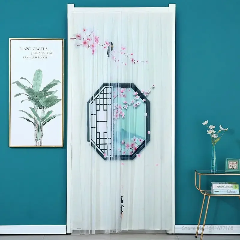 Printed Mosquito Resistant Door Curtain Universal for All Seasons Bedroom Study Children's Room Decor Partition No Punching, 1Pc