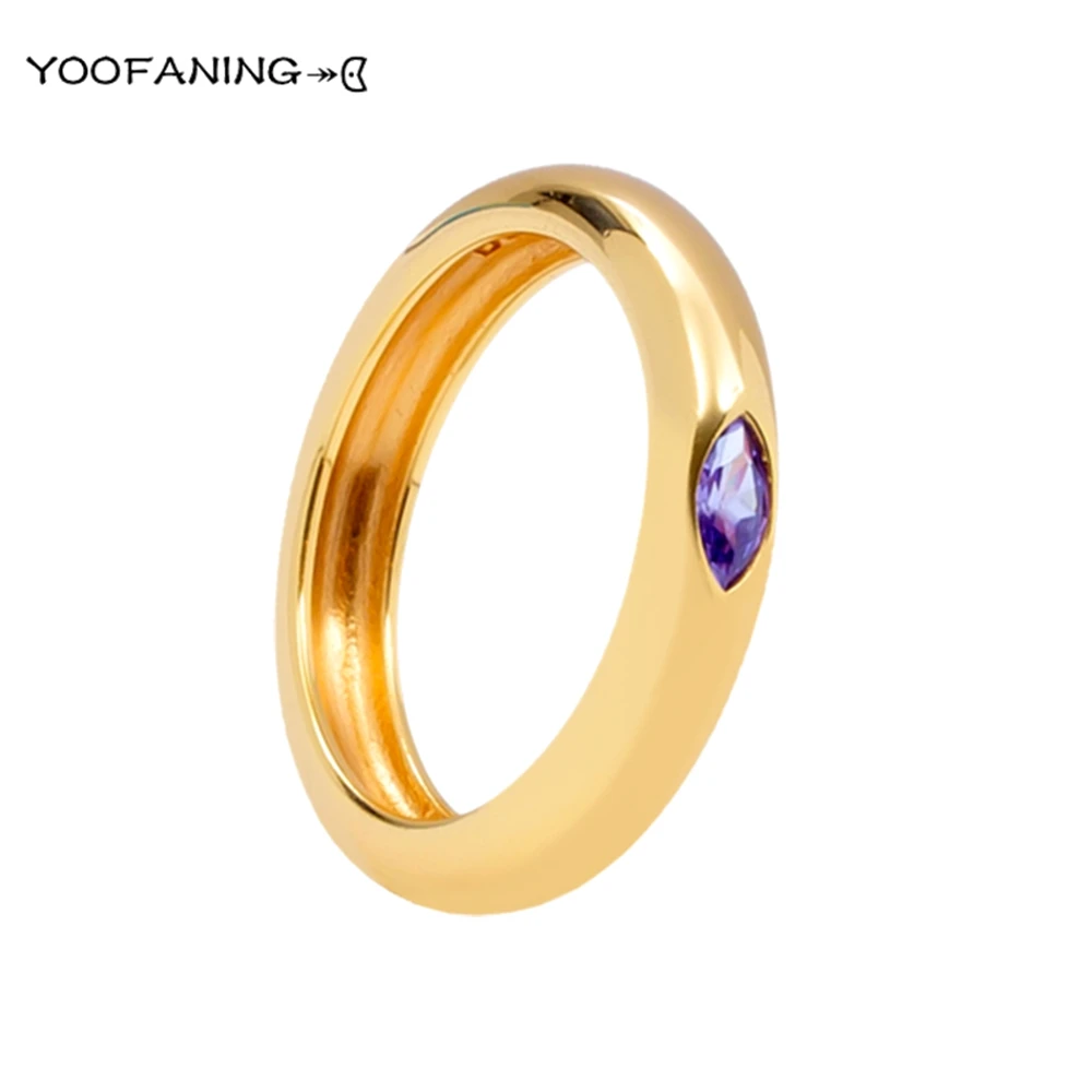 Exquisite 18K Gold-Plated Amethyst Ring for Luxurious Women's Fashion