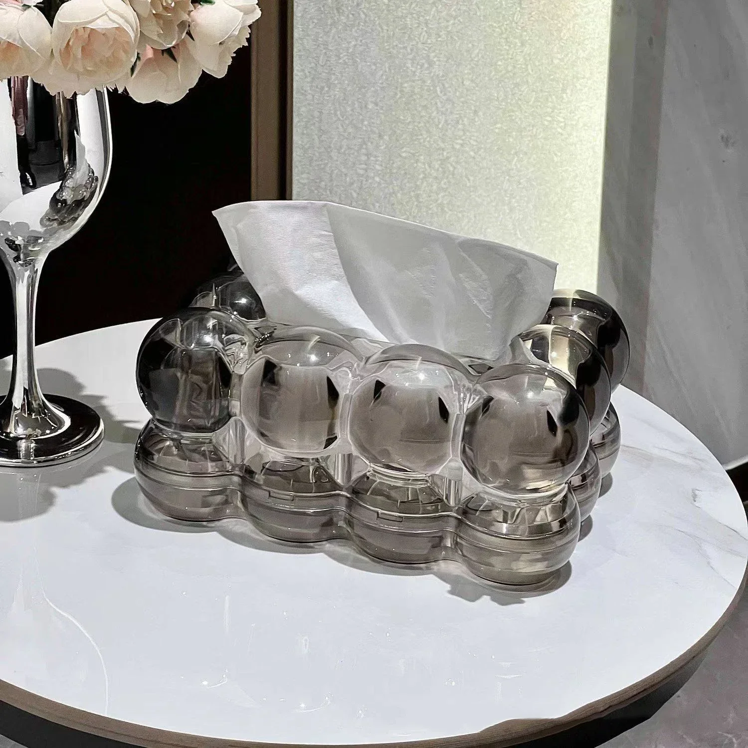 Nordic Light Luxury High-looking Tissue Box Home Living Room Coffee Table Tissue Storage Box Creative Transparent Tissue Box 5