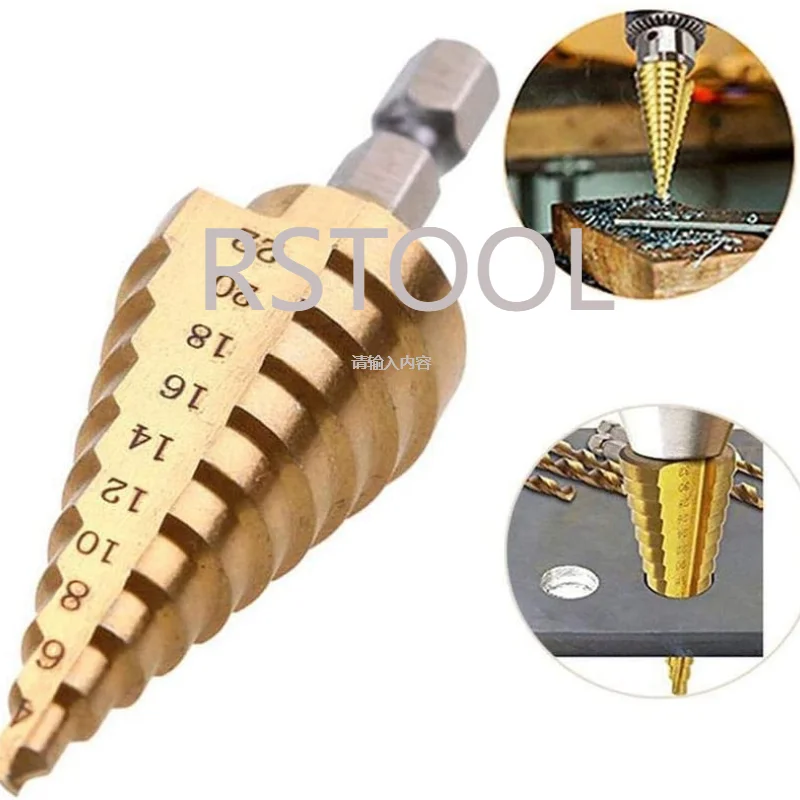 Tool Drill Step Titanium Speed Coated Steel Cone Hole Cutter 4-22mm High Bit Hex drill, 4-22MM