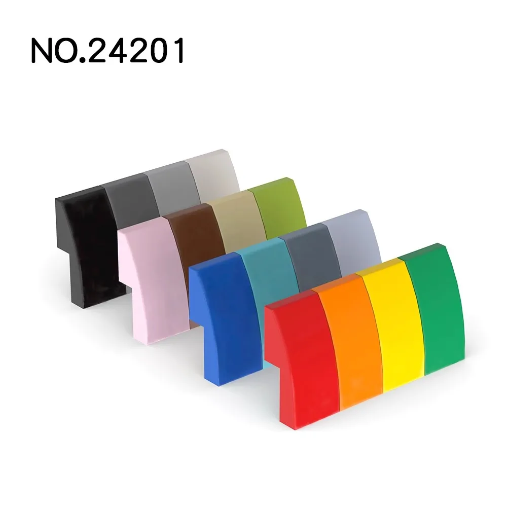 200pcs MOC 조립 입자 24201 슬로프 곡선 2x1 반전 빌딩 블록 DIY 모델 교육용 하이테크 예비 두뇌 장난감