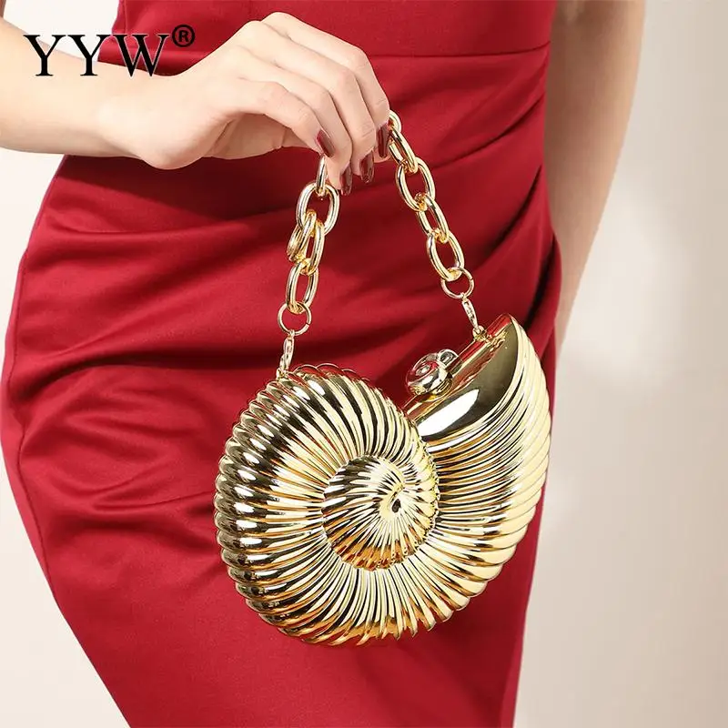 Conch Evening Clutch Handbag Fashion Acrylic Gold Silver Plating Underarm Bags Box Designer Style Party Shoulder Messenger Purse